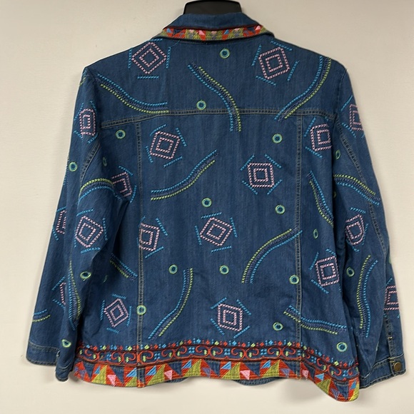 Vintage 80s 90s Norm Thompson Funky Embroidered Denim Jacket 1X, EUC! - Picture 3 of 13